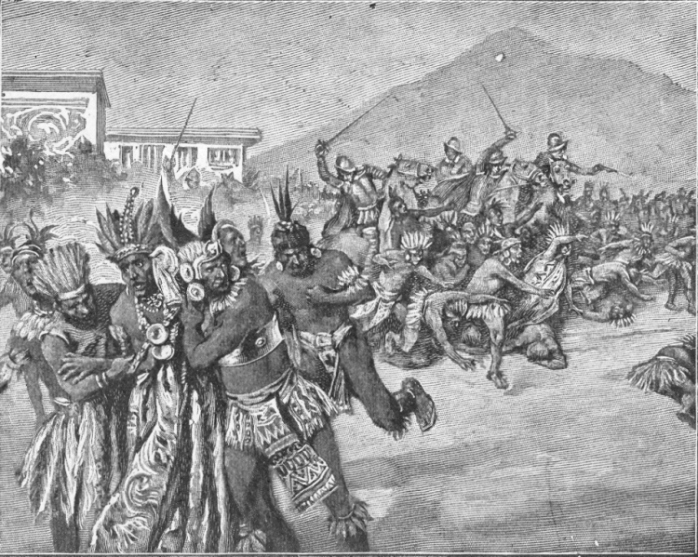 The Spaniards Attacking the Inca's Escort