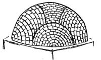 Semi-Spherical Roof, shewing how Bricks are laid.
