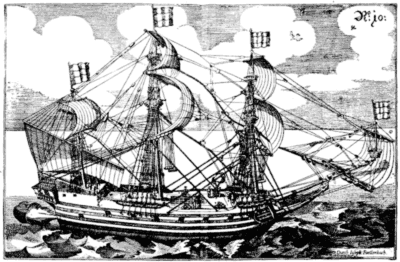 A galleasse in full sail.