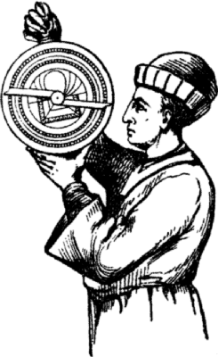 A man taking an observation with an astrolabe.