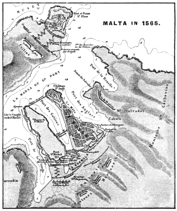 A detailed sketch-map of Malta.