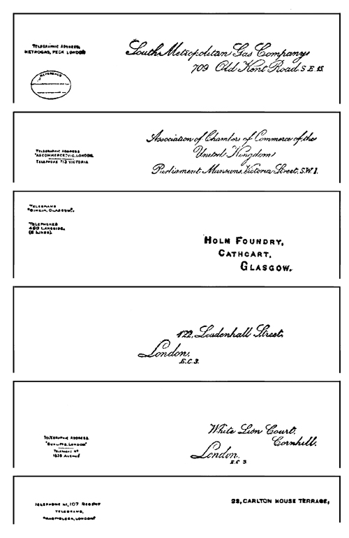 Specimens of business letterheads used by English firms
