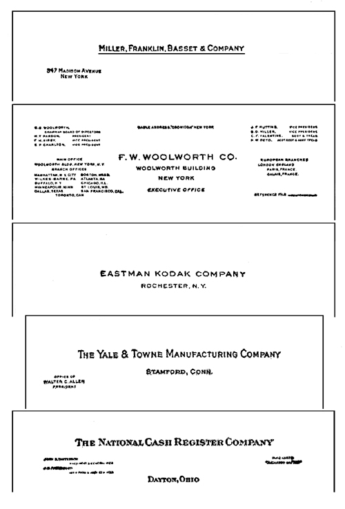 Specimens of business letterheads