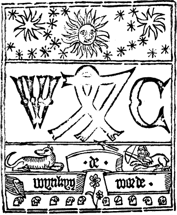 W.C. initials, Wynkyn de Worde symbol