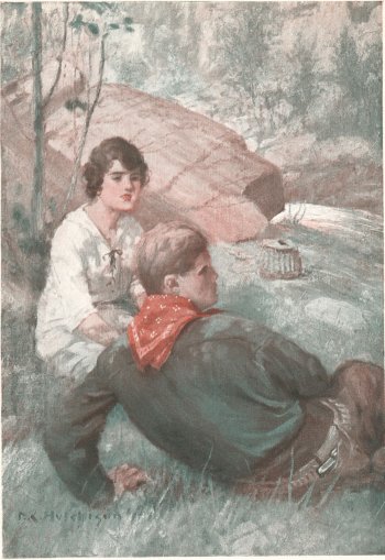 KILMENY'S ALERT EYES SWEPT AGAIN AND AGAIN THE TRAIL LEADING UP THE GULCH. HE DID NOT INTEND TO BE CAUGHT NAPPING BY THE OFFICERS. Frontispiece, p. 67