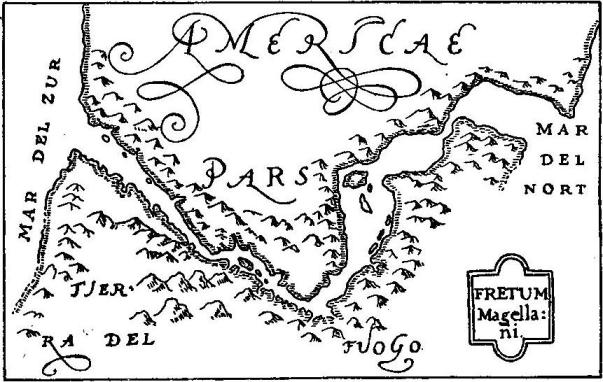 HONDIUS HIS MAP OF THE MAGELLAN STREIGHT