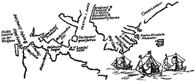 HUDSON'S MAP OF HIS VOYAGES IN THE ARCTIC