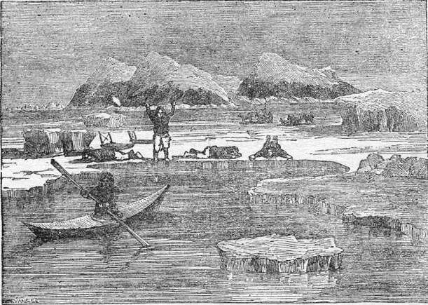 ESKIMOS AT CAPE YORK WATCHING THE APPROACH OF THE FOX
