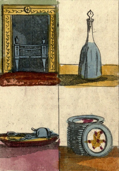 A Register Stove. A Decanter. Snuffers & Stand. Plates.