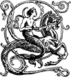 A mermaid riding on a stylized sea horse