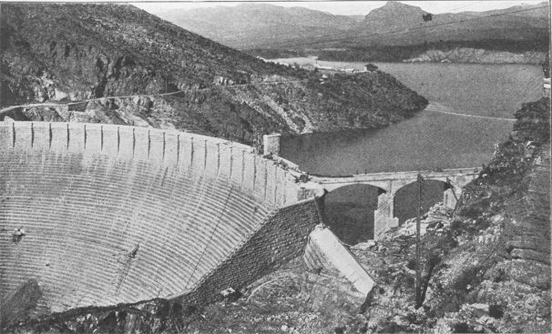 The Roosevelt Dam, Arizona, showing south bridge and spillway