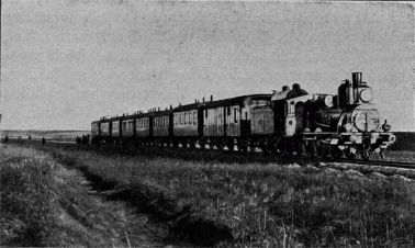 Train on the steppes of Russia