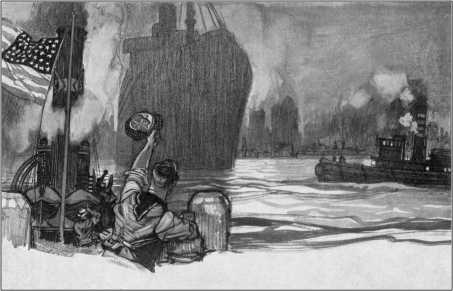 She shoved out into the stream and kicked her way down the harbor