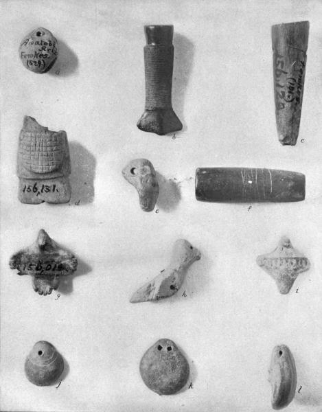 PL. CLXXIII—
PIPES, BELL, AND CLAY BIRDS AND SHELLS FROM AWATOBI AND SIKYATKI