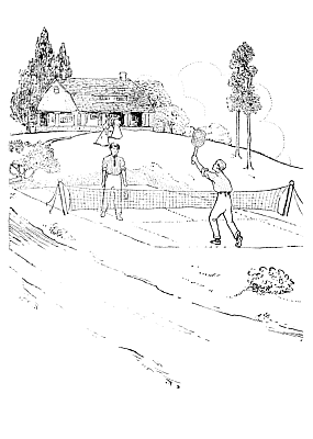 Boys playing tennis