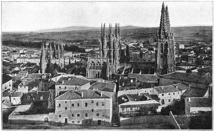Burgos, gezien van het oude kasteel, dat eens de stad als versterking diende.