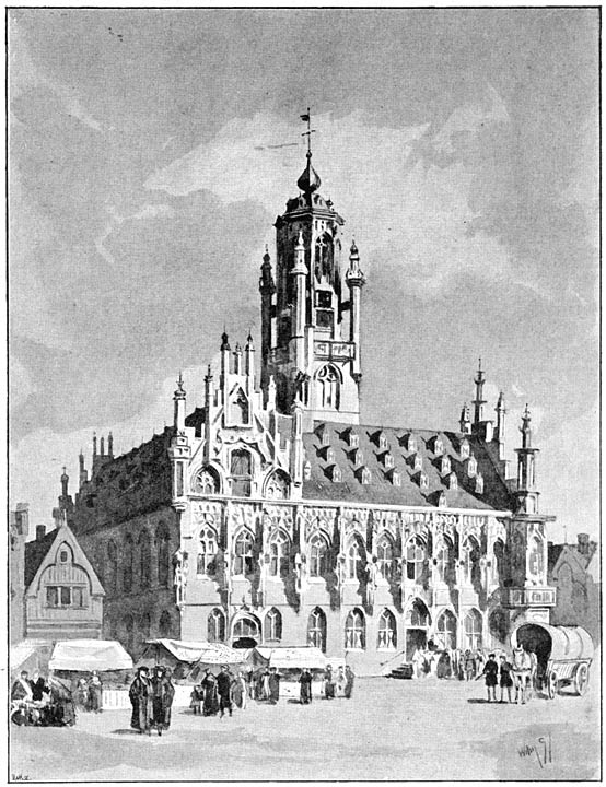 Stadhuis te Middelburg in de 16e eeuw.