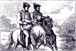 ruffians with children on horseback