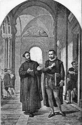 St. Ignatius Conversing with St. Francis Xavier at the
University of Paris.