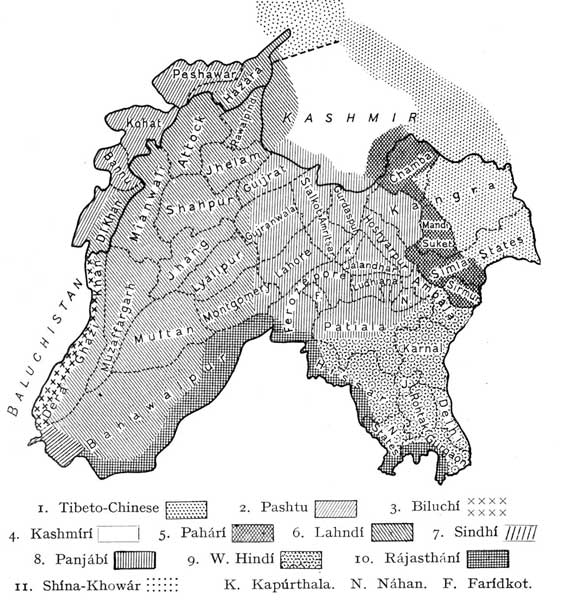 Fig. 35. Map showing distribution of languages.