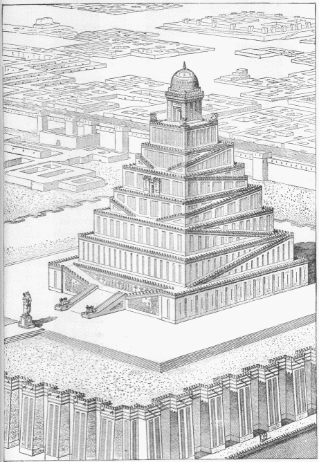 70.&mdash;"ZIGGURAT" RESTORED. ACCORDING TO PROBABILITIES.
(Perrot and Chipiez.)
