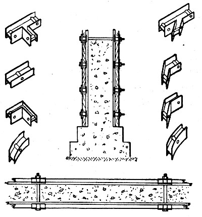 Fig. 206.—Farrell's Plank Holders for Wall Forms.