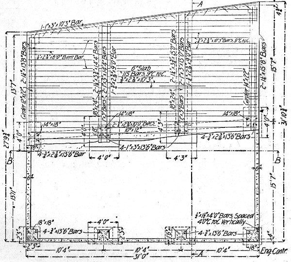 Fig. 273.—Sectional Plan of 75,000-Gallon Reservoir.