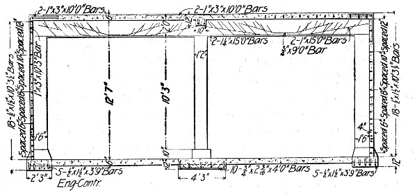 Fig. 275.—Transverse Section of 75,000-Gallon
Reservoir.