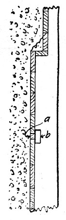 Fig. 296.—Notched Studding for Removal of Lagging Board
to Permit Swelling.