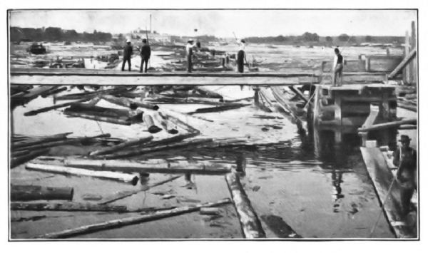 THE LUMBER INDUSTRY&mdash;A LOGGING STREAM, MENOMINEE, WIS.