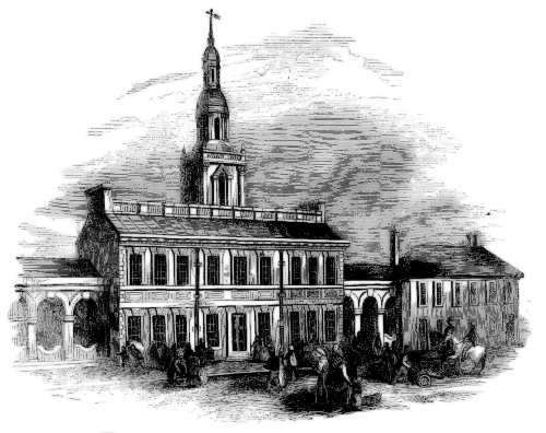 THE STATE HOUSE, OR INDEPENDENCE HALL, AS IT APPEARED IN 1776.