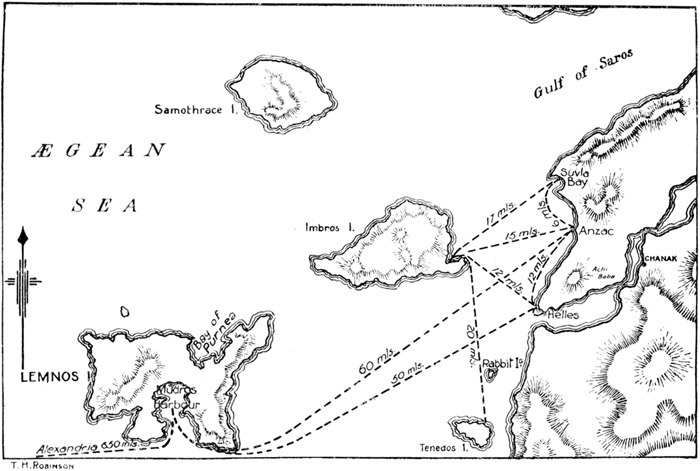 Map of Lemnos, Imbros, and Samothrace