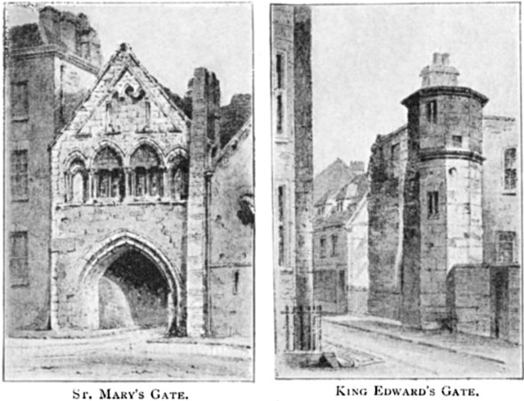 ST. MARY'S GATE.  KING EDWARD'S GATE. Drawn by F. S.
Walker, F.R.I.B.A.