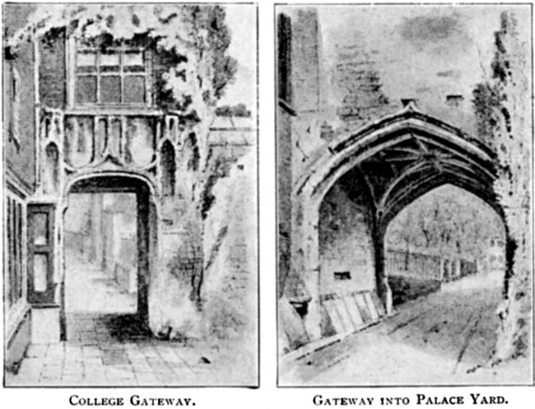 COLLEGE GATEWAY. GATEWAY INTO PALACE YARD. Drawn by F. S. Walker, F.R.I.B.A.