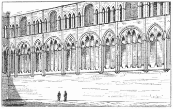 Drawing of interior of cathedral