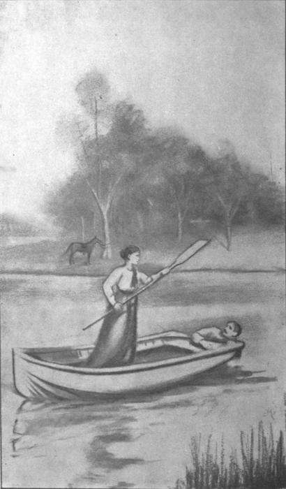 She raised the oar, and brought it down smartly across
his knuckles.—(See page 190).