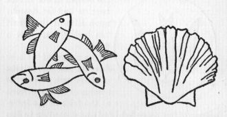 Interlaced fishes.  Escallop.