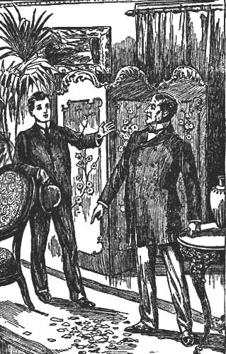 Two men standing
and facing each other.