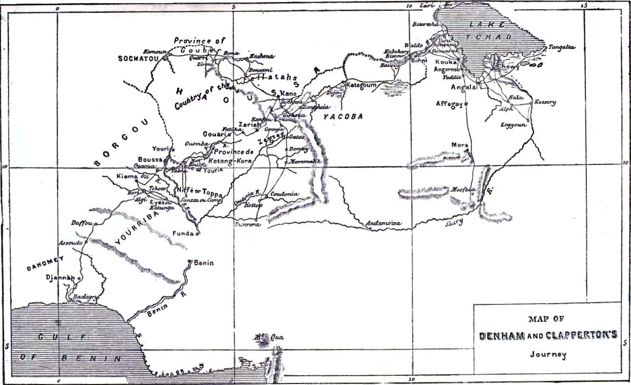 Map of Denham and Clapperton's Journey