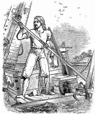 ILLUSTRATION FROM "ROBINSON CRUSOE." BY CHARLES KEENE (JAMES BURNS. 1847)