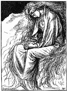 ILLUSTRATION FROM "AT THE BACK OF THE NORTH WIND."    BY ARTHUR HUGHES (STRAHAN. 1869. NOW PUBLISHED BY BLACKIE AND SON)