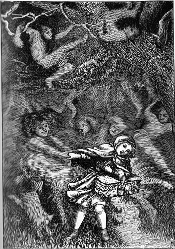 ILLUSTRATION FROM "SPEAKING LIKENESSES."    BY ARTHUR HUGHES
(MACMILLAN AND CO. 1874)