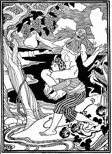 ILLUSTRATION FROM "SINBAD THE SAILOR"       BY WILLIAM STRANG (LAWRENCE AND BULLEN. 1896)