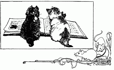 Two kittens reading