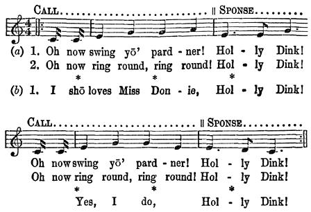Holly Dink Call and 'Sponse Musical Notation