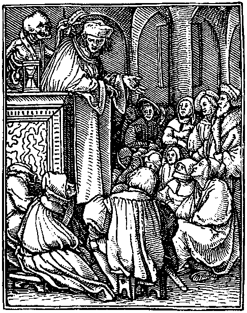 THE TWO PREACHERS. (Fig. 3) Facsimile from Holbein's woodcut.