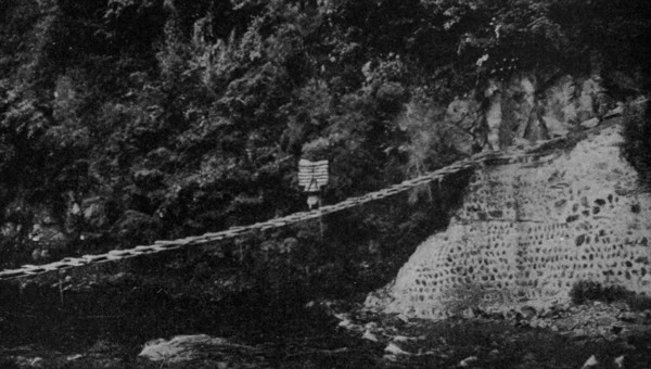 TEA-COOLIE CROSSING A SUSPENSION BRIDGE His load weighed about 160 lbs