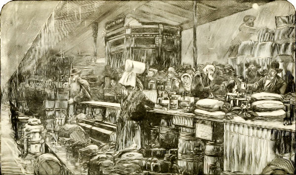 DISTRIBUTING RELIEF AT THE PENNSYLVANIA RAILROAD STATION.