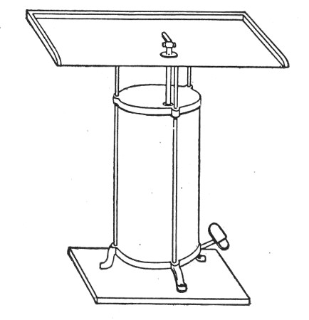 Fig. 12.—Glass blower's table with Enfer's foot
bellows.