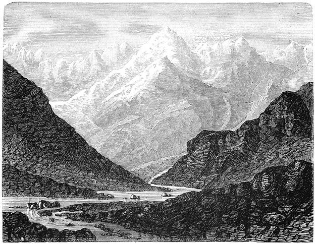 De Lahoeltoppen in den Himalaja.